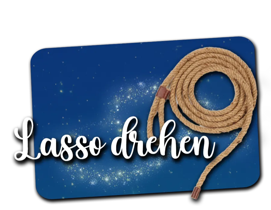 Lasso-Künstler mit wirbelnden Schlingen unter dem Sternenzelt